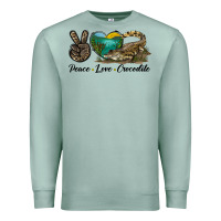 Seafoam Peace Love Crocodile Premium Sweatshirt - LillyAllenDesigns