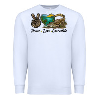 White Peace Love Crocodile Premium Sweatshirt - LillyAllenDesigns