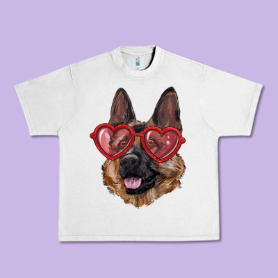 Urban Heavy Tee German shepherd with love glasses