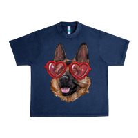 Navy German shepherd with love glasses Urban Heavy Tee - RanaPortraitStore