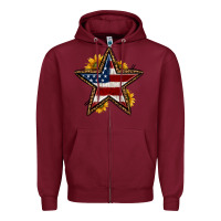 Burgundy western 4th of july star Zipper Hoodie - HRA Design Shop