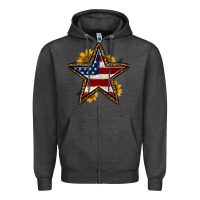 Charcoal Heather western 4th of july star Zipper Hoodie - HRA Design Shop