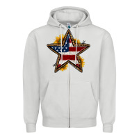 Dove Grey western 4th of july star Zipper Hoodie - HRA Design Shop