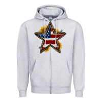 Heather Grey western 4th of july star Zipper Hoodie - HRA Design Shop