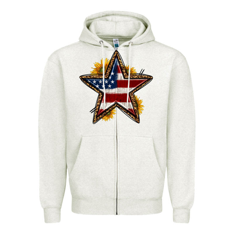 Western 4th Of July Star Zipper Hoodie by HRA Design Shop | Teevron