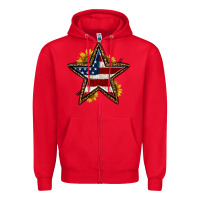 Red western 4th of july star Zipper Hoodie - HRA Design Shop