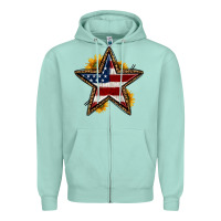 Seafoam western 4th of july star Zipper Hoodie - HRA Design Shop