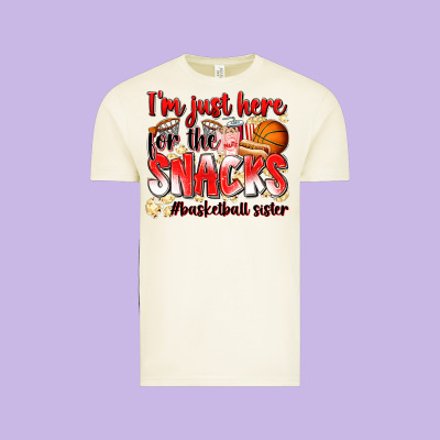Im Just Here For The Snacks Basketball Sister Vintage Tee Designed By Zillion Design Studio