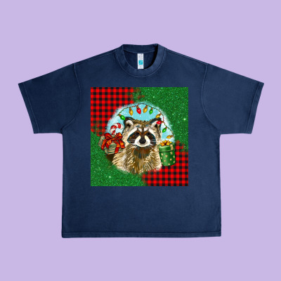 Christmas Raccoon Urban Heavy Tee Designed By Barkaloodesign