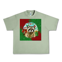 Oil Green christmas raccoon Urban Heavy Tee - BarkalooDesign