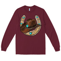 Burgundy horseshoe cowboy hat Long Sleeve Tee - RanaPortraitStore
