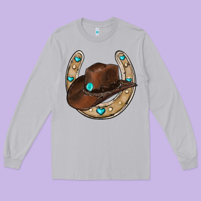 Horseshoe Cowboy Hat Long Sleeve Tee Designed By Ranaportraitstore