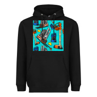 Black construction vehicles Heavyweight Hoodie - BundleAndBundleShop