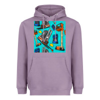 Lavender construction vehicles Heavyweight Hoodie - BundleAndBundleShop