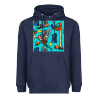 Navy construction vehicles Heavyweight Hoodie - BundleAndBundleShop