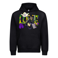 Black Mardi Gras Love Nurse Urban Hoodie - BundleAndBundleShop