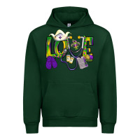 Forest Green Mardi Gras Love Nurse Urban Hoodie - BundleAndBundleShop