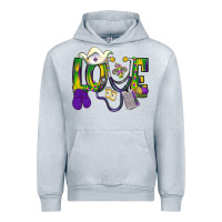 Heather Grey Mardi Gras Love Nurse Urban Hoodie - BundleAndBundleShop