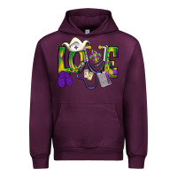 Mauve Wine Mardi Gras Love Nurse Urban Hoodie - BundleAndBundleShop