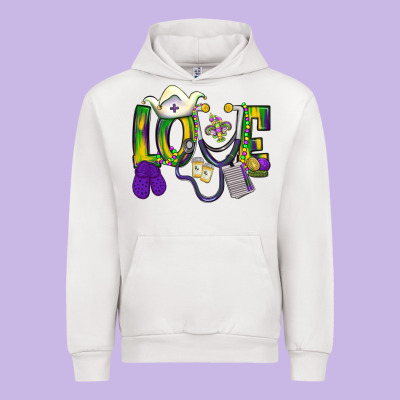 Mardi Gras Love Nurse Urban Hoodie Designed By Bundleandbundleshop