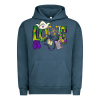 Pigment Midnight Navy Mardi Gras Love Nurse Urban Hoodie - BundleAndBundleShop