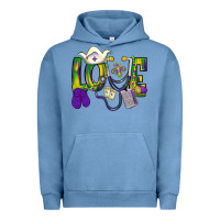 Pigment Pebble Blue Mardi Gras Love Nurse Urban Hoodie - BundleAndBundleShop
