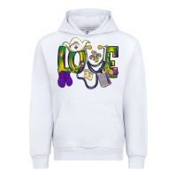 White Mardi Gras Love Nurse Urban Hoodie - BundleAndBundleShop