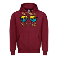 Burgundy hot mom summer Zipper Hoodie - CowhideDigitalArt