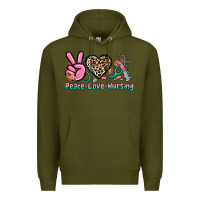 Army Green peace love nursing Premium Hoodie - NancyCooperArtShop