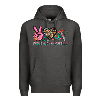 Charcoal Heather peace love nursing Premium Hoodie - NancyCooperArtShop