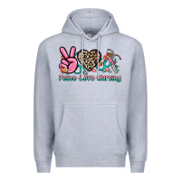 Heather Grey peace love nursing Premium Hoodie - NancyCooperArtShop