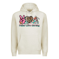 Oatmeal Heather peace love nursing Premium Hoodie - NancyCooperArtShop