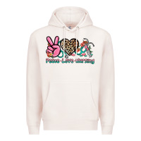 Pale Pink peace love nursing Premium Hoodie - NancyCooperArtShop