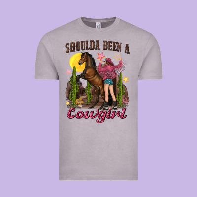 Shoulda Been A Cowgirl Bucking Horse Vintage Tee Designed By Texasbilliewilder