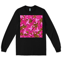 Black Breast Cancer with Ribbon and Butterfly Long Sleeve Tee - texasbilliewilder