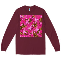 Burgundy Breast Cancer with Ribbon and Butterfly Long Sleeve Tee - texasbilliewilder