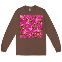 Chestnut Breast Cancer with Ribbon and Butterfly Long Sleeve Tee - texasbilliewilder