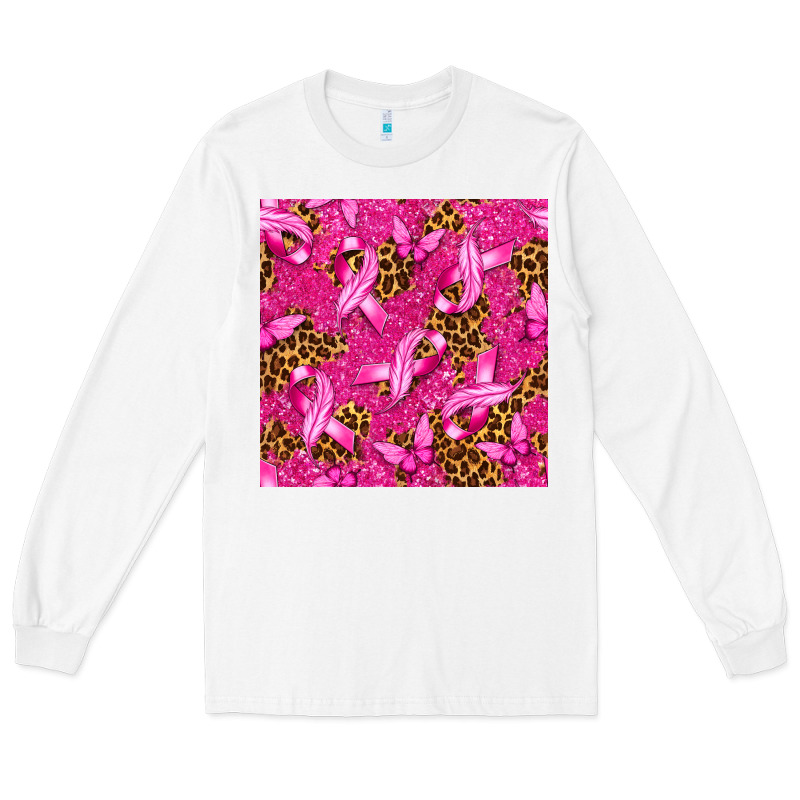 Breast Cancer With Ribbon And Butterfly Long Sleeve Tee by texasbilliewilder | Teevron