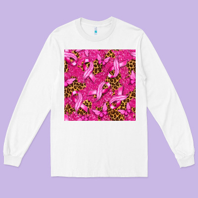 Breast Cancer With Ribbon And Butterfly Long Sleeve Tee Designed By Texasbilliewilder