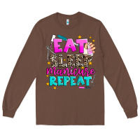 Chestnut eat sleep manicure repeat Long Sleeve Tee - AdoDesignShop