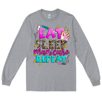 Heather Grey eat sleep manicure repeat Long Sleeve Tee - AdoDesignShop