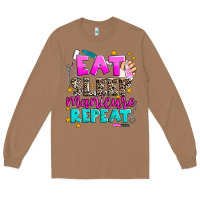 Toasted Coconut eat sleep manicure repeat Long Sleeve Tee - AdoDesignShop