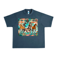 Midnight Navy western running horses Urban Heavy Tee - Zillion Design Studio