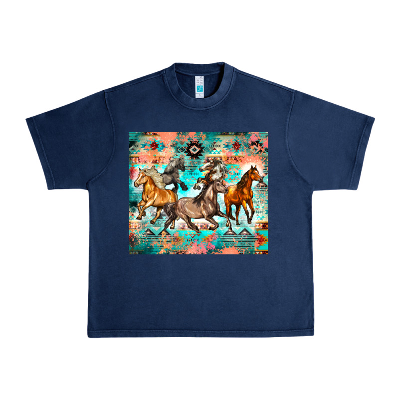 Western Running Horses Urban Heavy Tee by Zillion Design Studio | Teevron