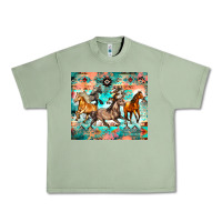 Oil Green western running horses Urban Heavy Tee - Zillion Design Studio
