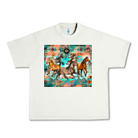 Pistachio western running horses Urban Heavy Tee - Zillion Design Studio