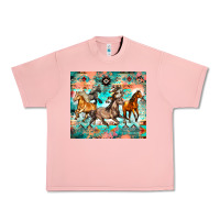 Salmon western running horses Urban Heavy Tee - Zillion Design Studio