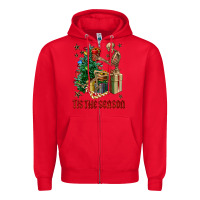 Red Skeleton tis the season Zipper Hoodie - FaDigitalArtStudio