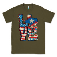 Army Green Love Texas  4th of july Classic Tee - CowGirlArtShop