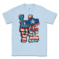 Dusty Blue Love Texas  4th of july Classic Tee - CowGirlArtShop